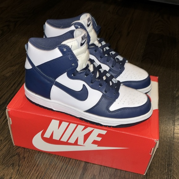 Kids Grade School Nike Dunk High white/midnight navy size 6.5 - Picture 6 of 10